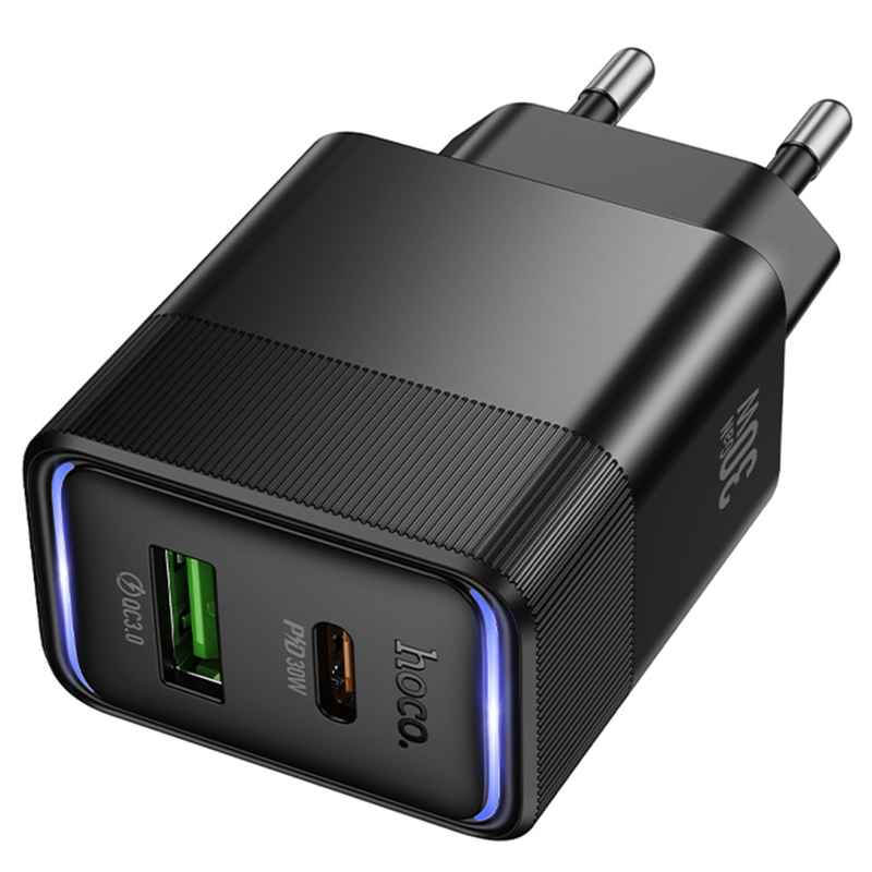 Мережевий зарядний пристрій Hoco CS112A Lounge PD30W+QC3.0 (1USB-A/1C) - Зображення 3