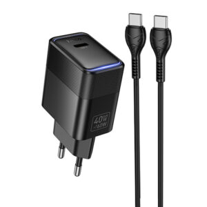 Мережевий зарядний пристрій Hoco CS113A Lounge PD40W (1USB-C) + кабель Type-C to Type-C