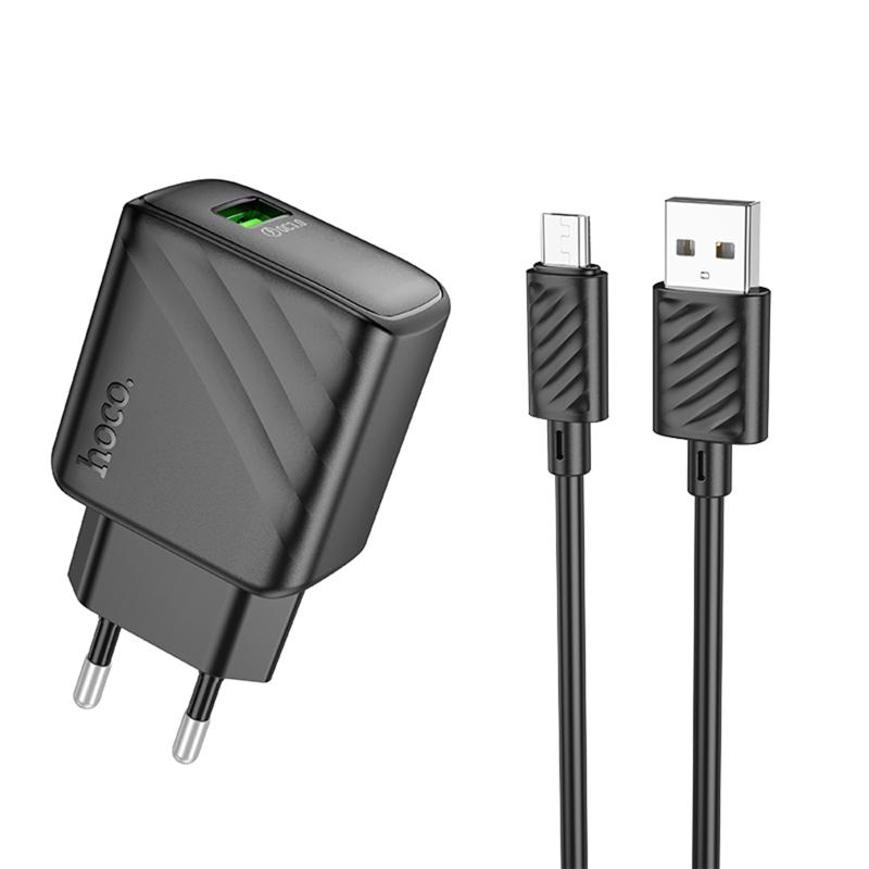 Мережевий зарядний пристрій Hoco CS21A Rich QC3.0 18W (1USB-A) + кабель USB to MicroUSB