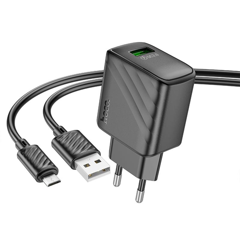 Мережевий зарядний пристрій Hoco CS21A Rich QC3.0 18W (1USB-A) + кабель USB to MicroUSB - Зображення 3
