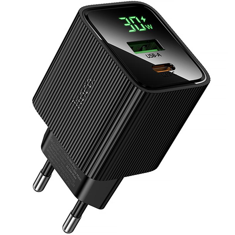Мережевий зарядний пристрій Hoco CS84A Excellent with digital display PD30W+QC3.0 (1USB-A/1C)