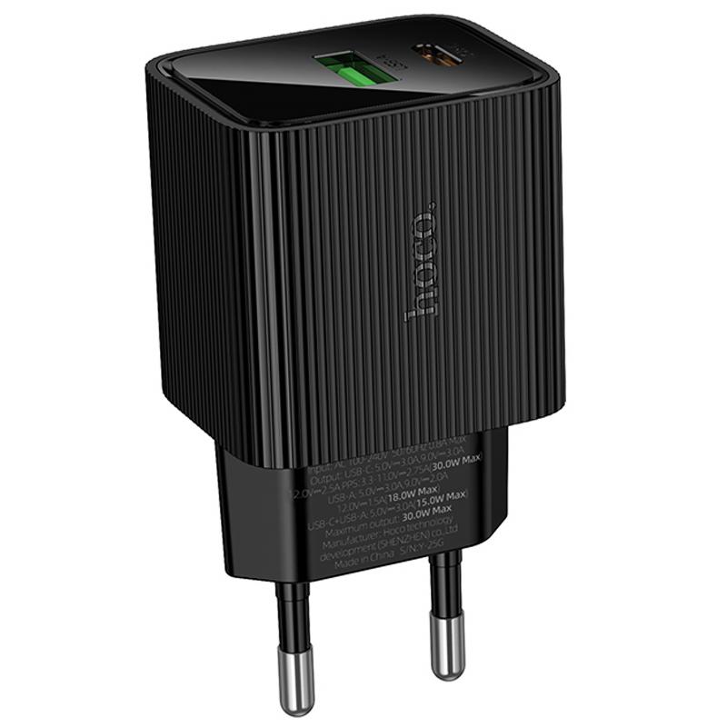 Мережевий зарядний пристрій Hoco CS84A Excellent with digital display PD30W+QC3.0 (1USB-A/1C) - Зображення 6
