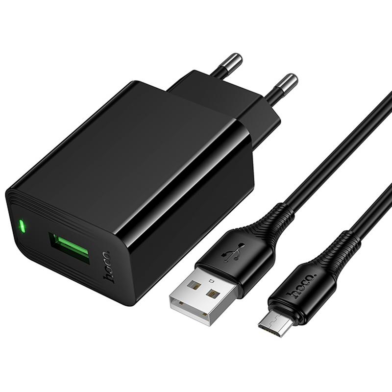 Мережевий зарядний пристрій Hoco CS92A Leader QC3.0 18W (1USB-A) + кабель USB to MicroUSB - Зображення 3
