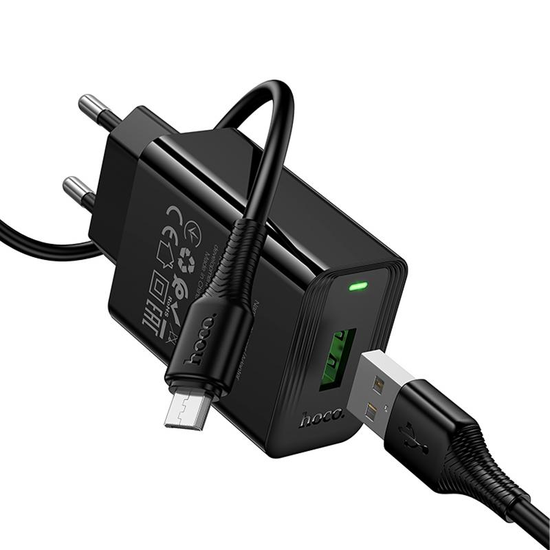 Мережевий зарядний пристрій Hoco CS92A Leader QC3.0 18W (1USB-A) + кабель USB to MicroUSB - Зображення 5