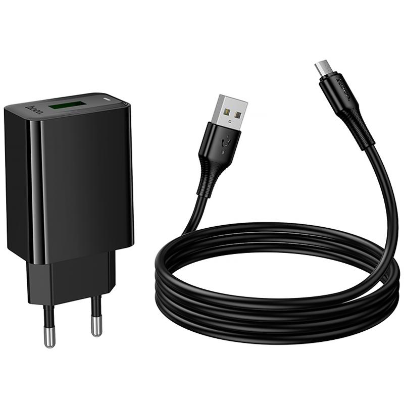 Мережевий зарядний пристрій Hoco CS92A Leader QC3.0 18W (1USB-A) + кабель USB to MicroUSB - Зображення 6