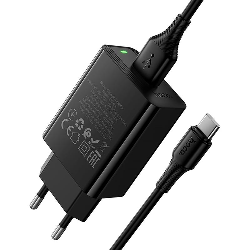 Мережевий зарядний пристрій Hoco CS92A Leader QC3.0 18W (1USB-A) + кабель USB to Type-C - Зображення 4