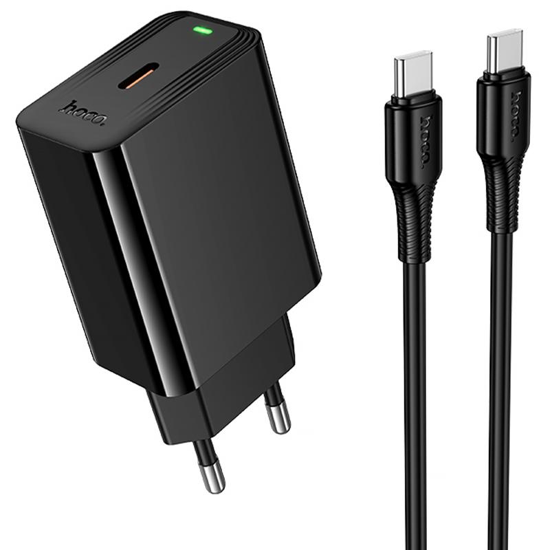 Мережевий зарядний пристрій Hoco CS93A Leader PD20W (1USB-C) + кабель Type-C to Type-C