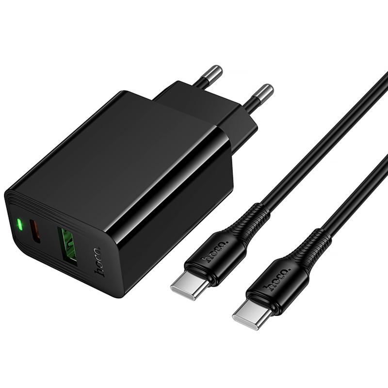 Мережевий зарядний пристрій Hoco CS94A Leader PD20W+QC3.0 (1USB-A/1C) + кабель Type-C to Type-C - Зображення 3