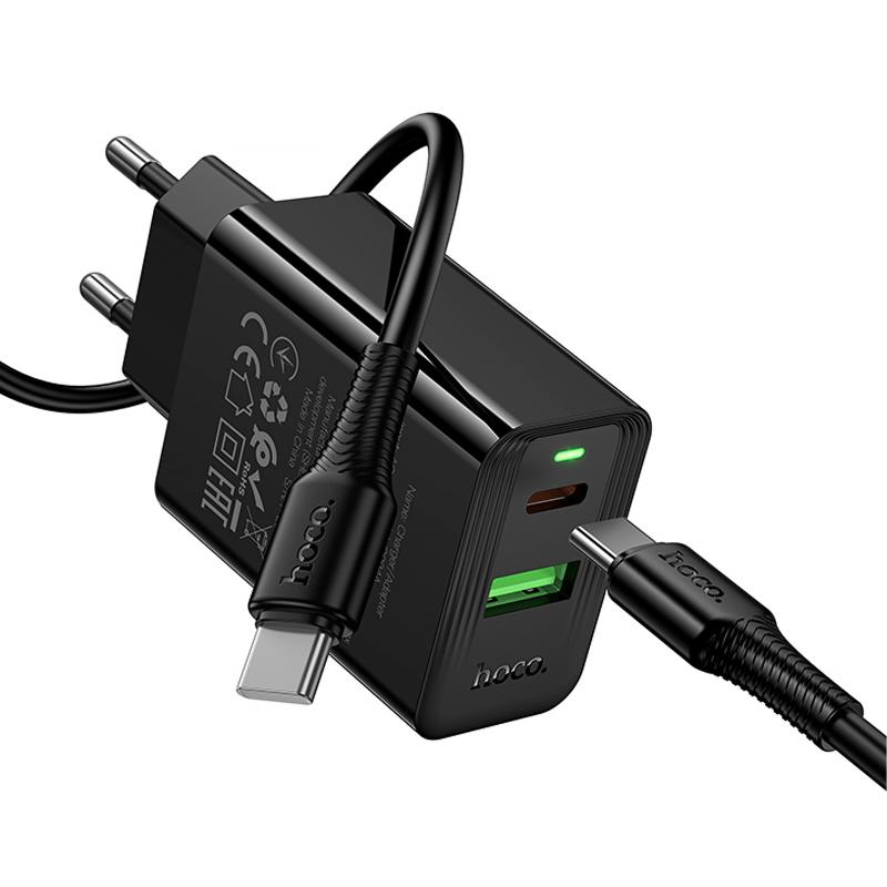 Мережевий зарядний пристрій Hoco CS94A Leader PD20W+QC3.0 (1USB-A/1C) + кабель Type-C to Type-C - Зображення 4