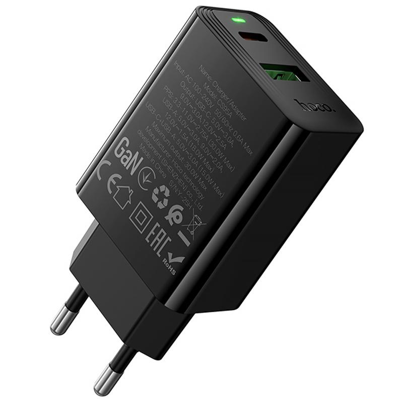 Мережевий зарядний пристрій Hoco CS95A Leader PD30W+QC3.0 (1USB-A/1C) - Зображення 4