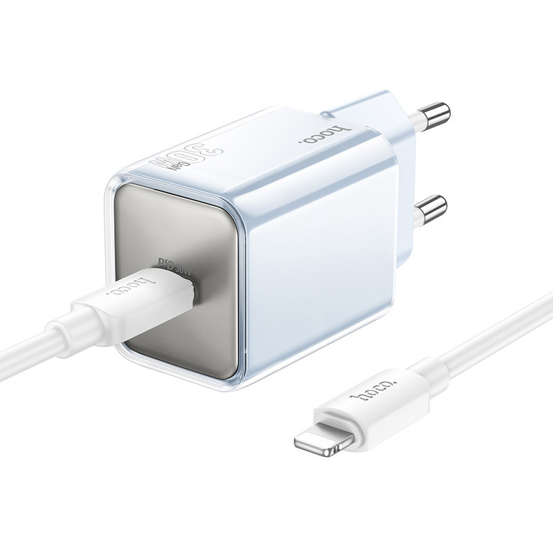 Мережевий зарядний пристрій Hoco N47 Glorious PD30W (1USB-C) + кабель Type-C to Lightning