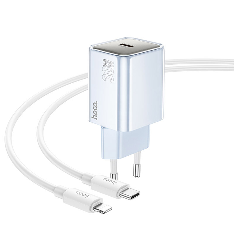 Мережевий зарядний пристрій Hoco N47 Glorious PD30W (1USB-C) + кабель Type-C to Lightning - Зображення 2