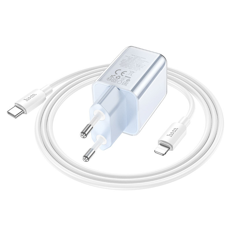 Мережевий зарядний пристрій Hoco N47 Glorious PD30W (1USB-C) + кабель Type-C to Lightning - Зображення 3