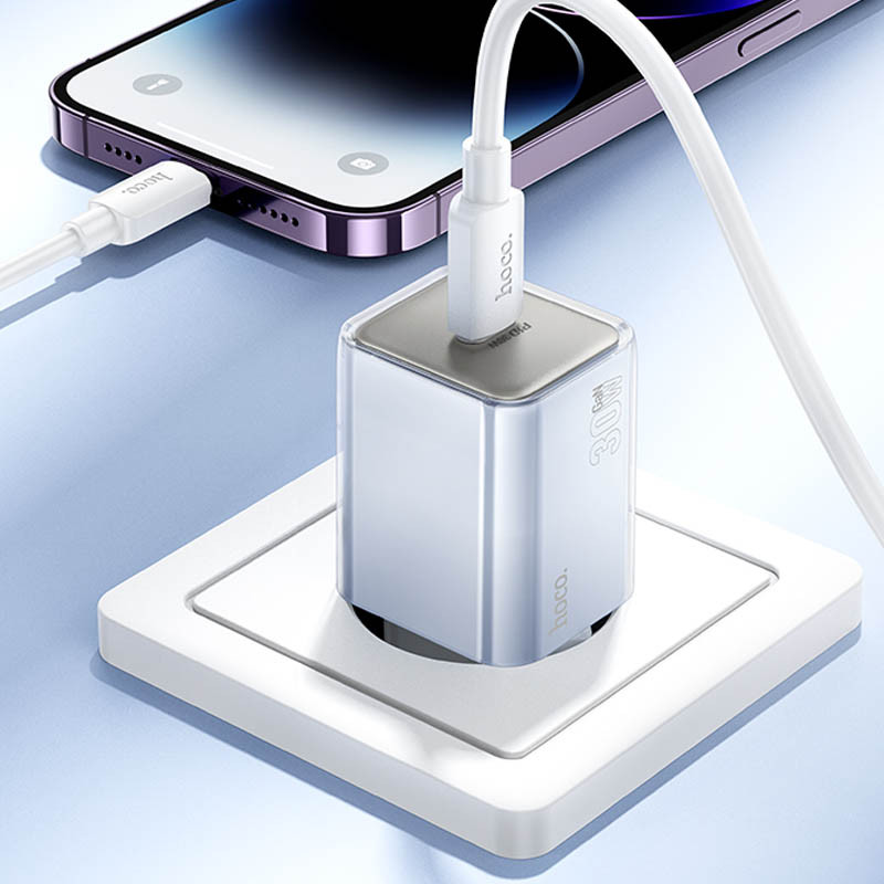 Мережевий зарядний пристрій Hoco N47 Glorious PD30W (1USB-C) + кабель Type-C to Lightning - Зображення 4