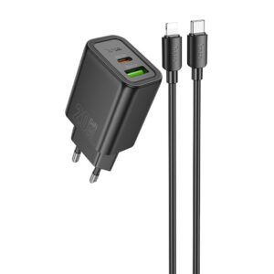 Мережевий зарядний пристрій Hoco N61 Gentle PD20W+QC3.0 (1USB-A/1C) + кабель Type-C to Lightning