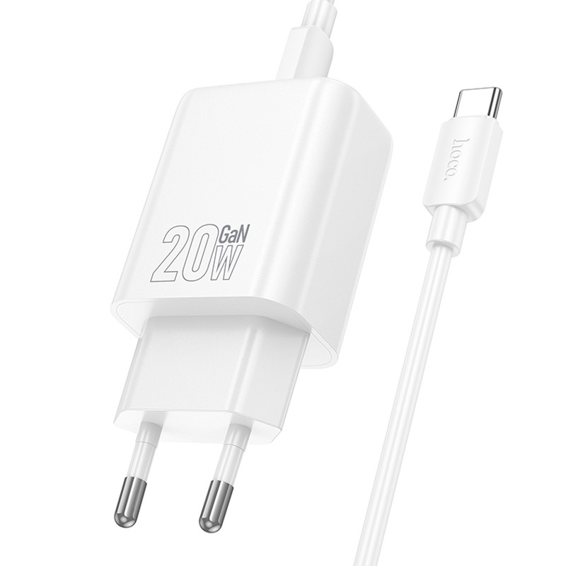 Мережевий зарядний пристрій Hoco N61 Gentle PD20W+QC3.0 (1USB-A/1C) + кабель Type-C to Type-C - Зображення 3