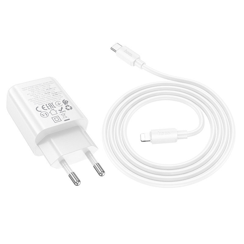 Мережевий зарядний пристрій Hoco N63 Gentle PD30W+QC3.0 (1USB-A/1C) + кабель Type-C to Lightning - Зображення 2