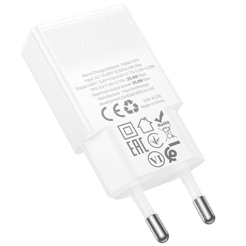 Мережевий зарядний пристрій Hoco N74 Speed ultra-thin PD25W (1USB-C) - Зображення 3