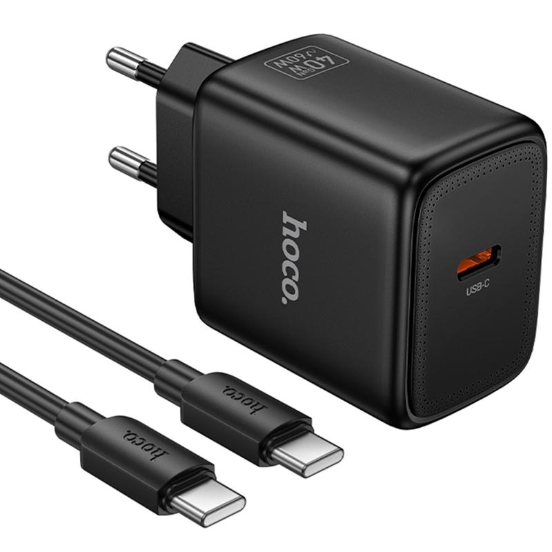Мережевий зарядний пристрій Hoco N83 Profit PD40W (1USB-C) + кабель Type-C to Type-C