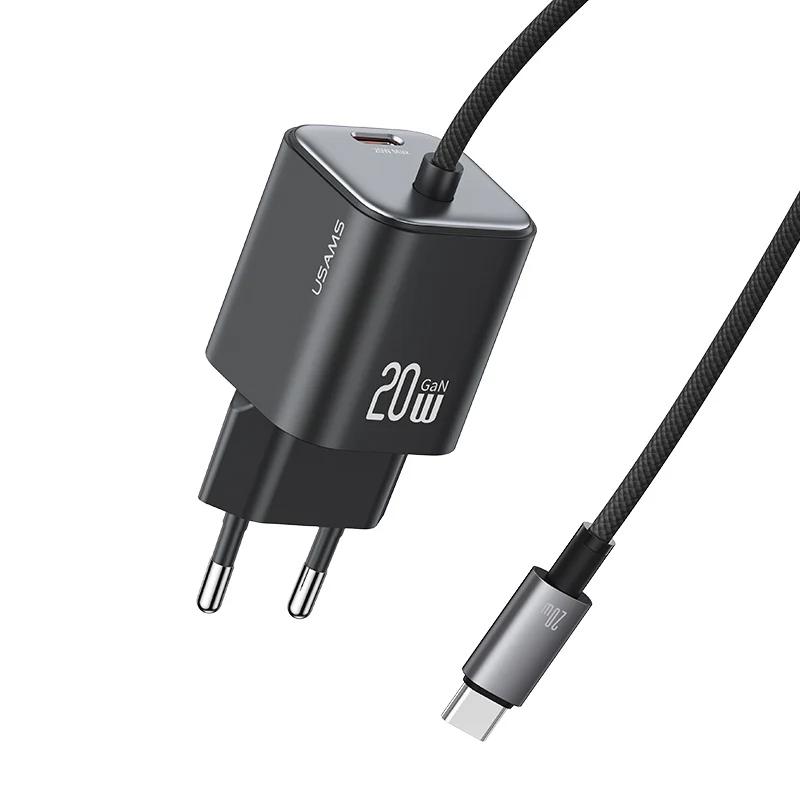Мережевий зарядний пристрій Usams US-CC261 GaN JC Ser. 20W (2USB-C) + кабель Type-C to Type-C