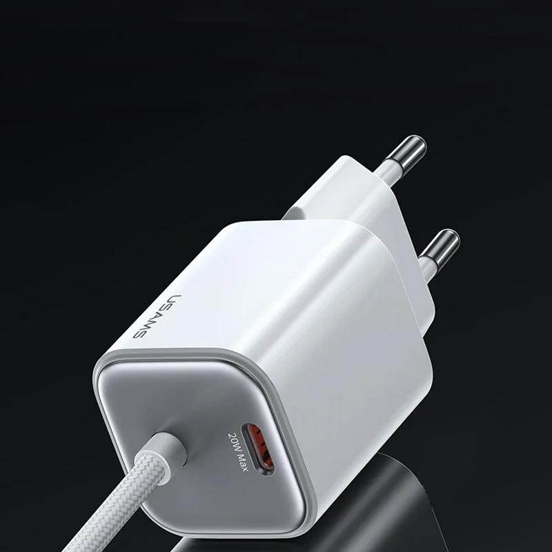 Мережевий зарядний пристрій Usams US-CC261 GaN JC Ser. 20W (2USB-C) + кабель Type-C to Type-C - Зображення 2