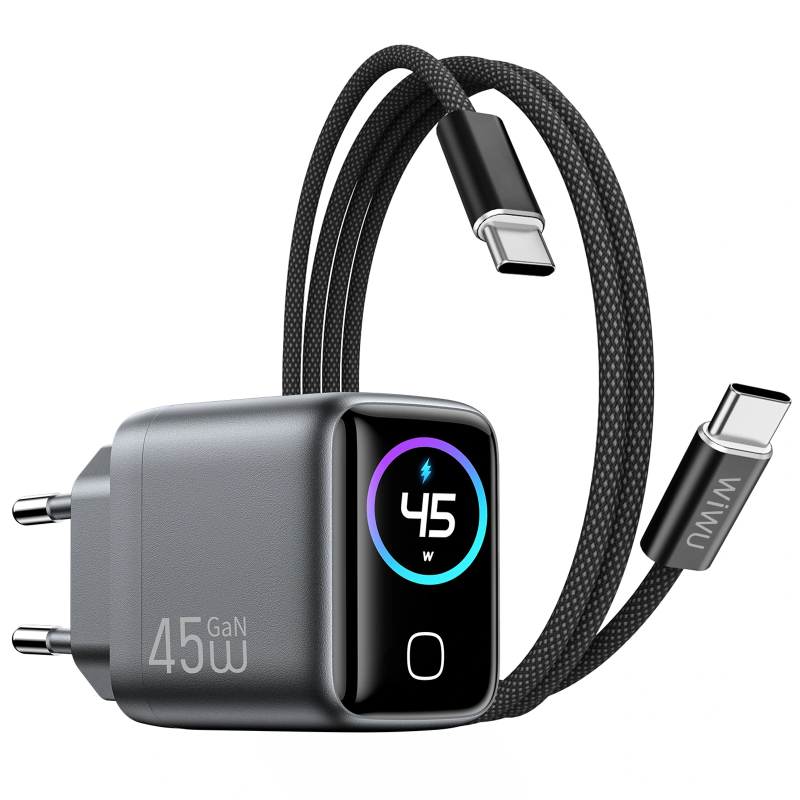 Мережевий зарядний пристрій WIWU CHG500 Voyager PD45W (1USB-C) + кабель Type-C to Type-C