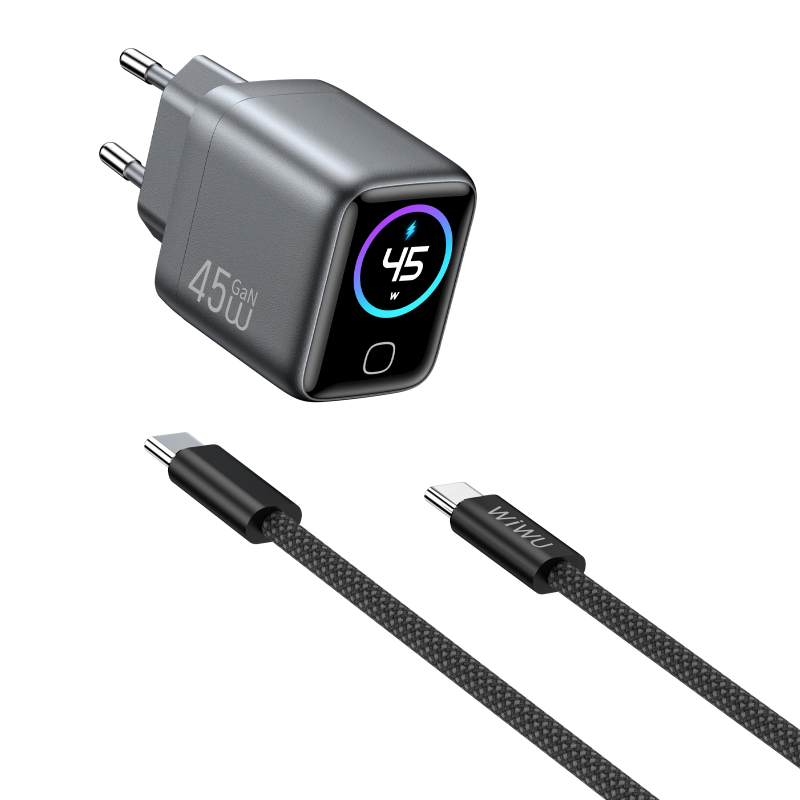 Мережевий зарядний пристрій WIWU CHG500 Voyager PD45W (1USB-C) + кабель Type-C to Type-C - Зображення 2