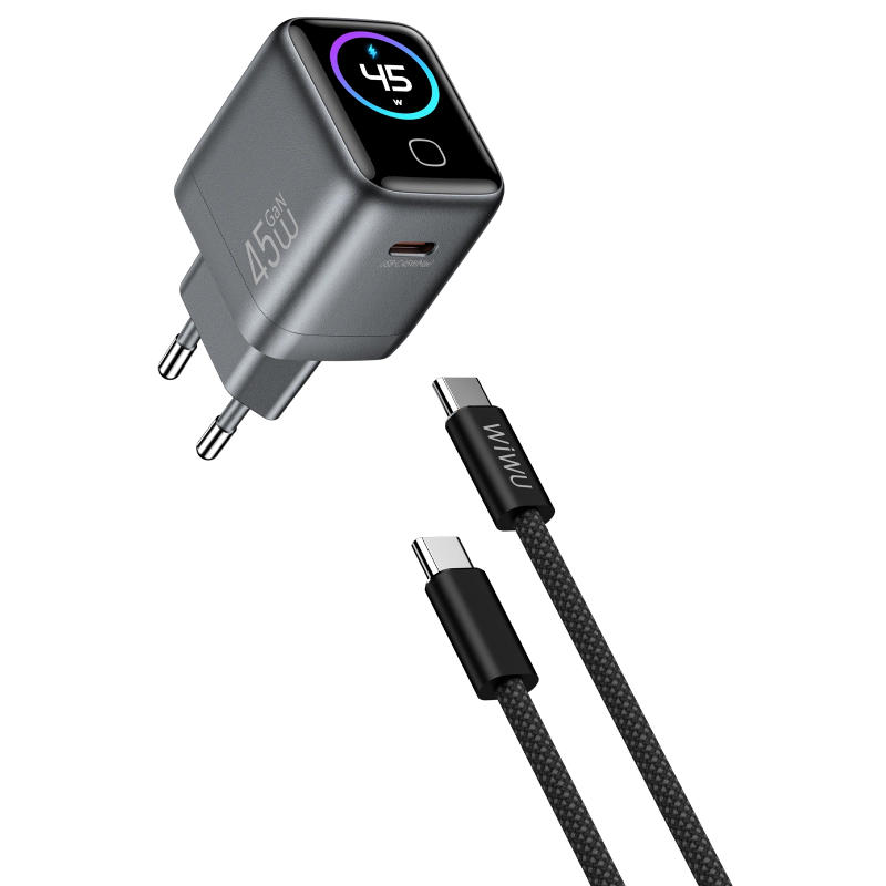 Мережевий зарядний пристрій WIWU CHG500 Voyager PD45W (1USB-C) + кабель Type-C to Type-C - Зображення 3