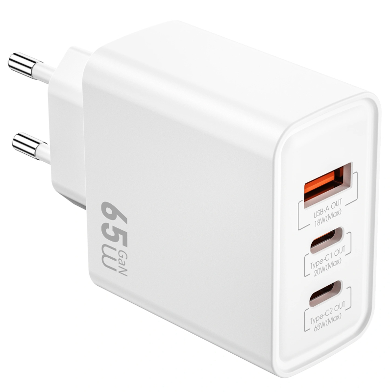 Мережевий зарядний пристрій WIWU G005 Essen PD65W+QC3.0 GaN (1USB-A/2C) - Зображення 3