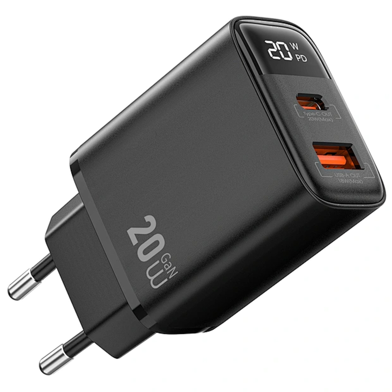 Мережевий зарядний пристрій WIWU G009 Firefly PD20W+QC3.0 GaN (1USB-A/1C)