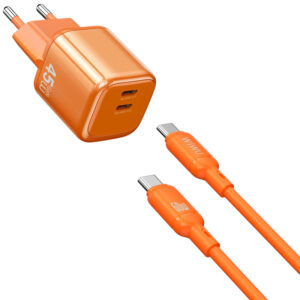 Мережевий зарядний пристрій WIWU G025 Cube PD45W (2USB-C) + кабель Type-C to Type-C