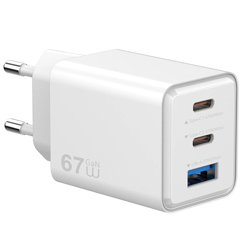 Мережевий зарядний пристрій WIWU G026 Cube PD67W+QC3.0 GaN (1USB-A/2C) - Зображення 2