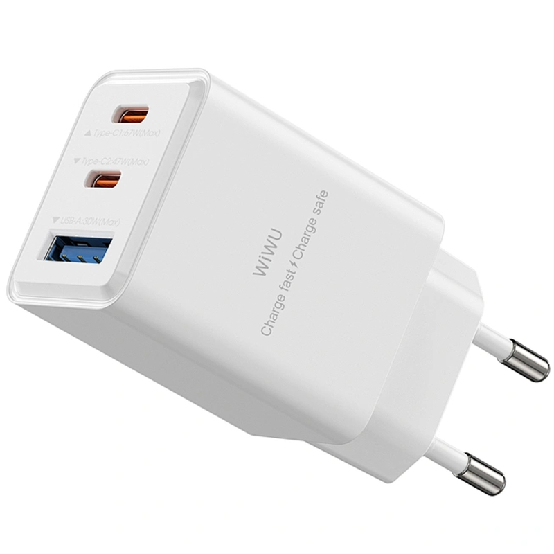 Мережевий зарядний пристрій WIWU G026 Cube PD67W+QC3.0 GaN (1USB-A/2C) - Зображення 3