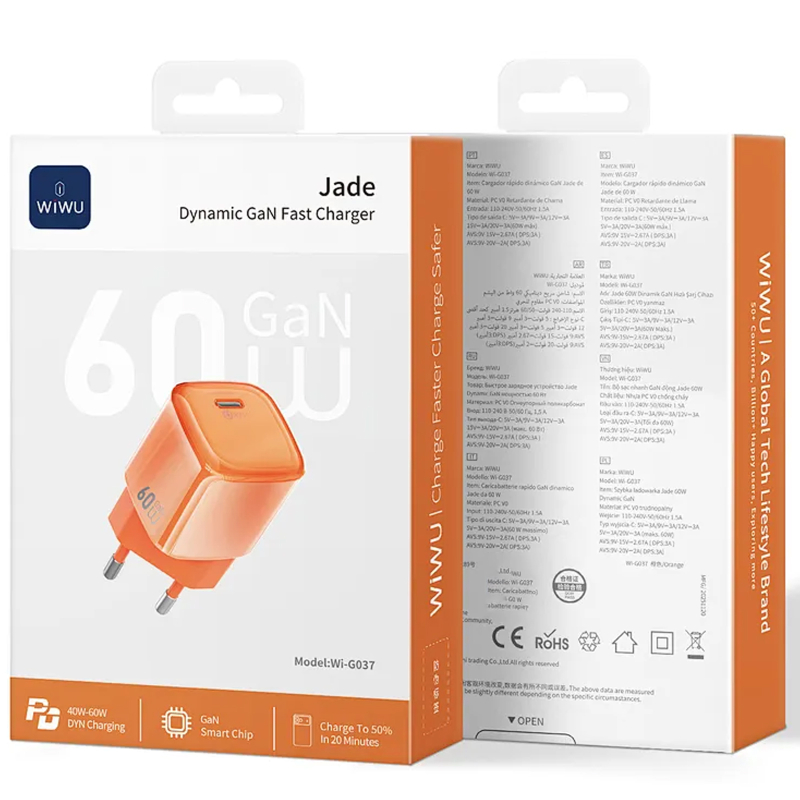 Мережевий зарядний пристрій WIWU G037 Jelly PD60W GaN (1USB-C) - Зображення 3