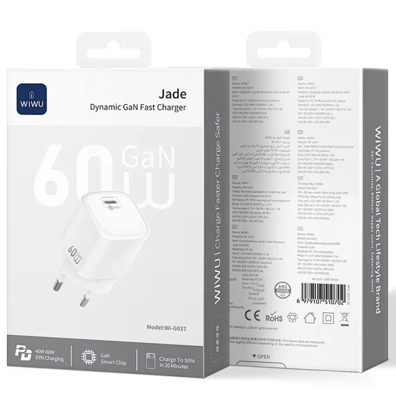 Мережевий зарядний пристрій WIWU G037 Jelly PD60W GaN (1USB-C) - Зображення 3
