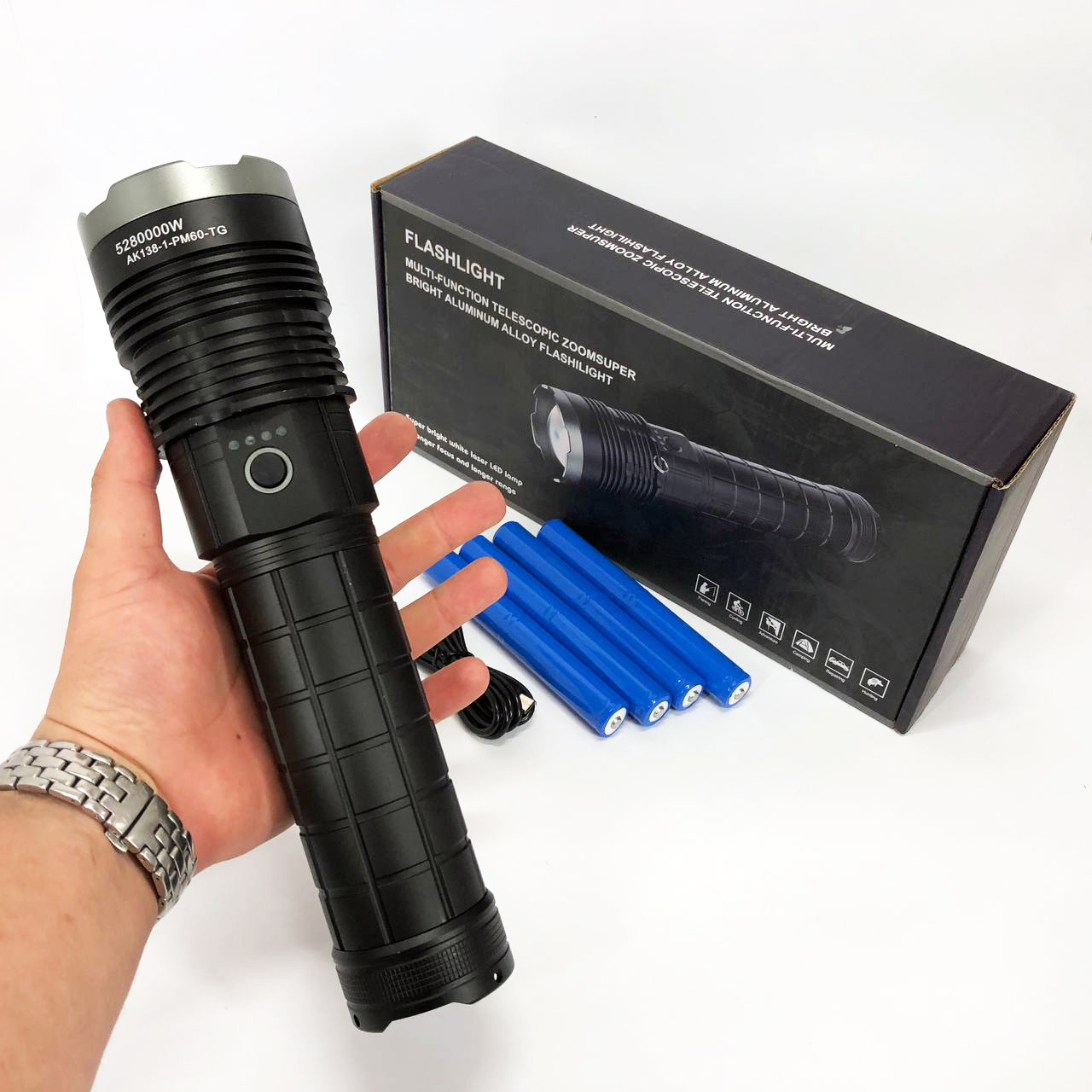 Ручний ліхтар Police AK138-1 WHITE LASER LED PM60-TG 8×18650 - Зображення 2