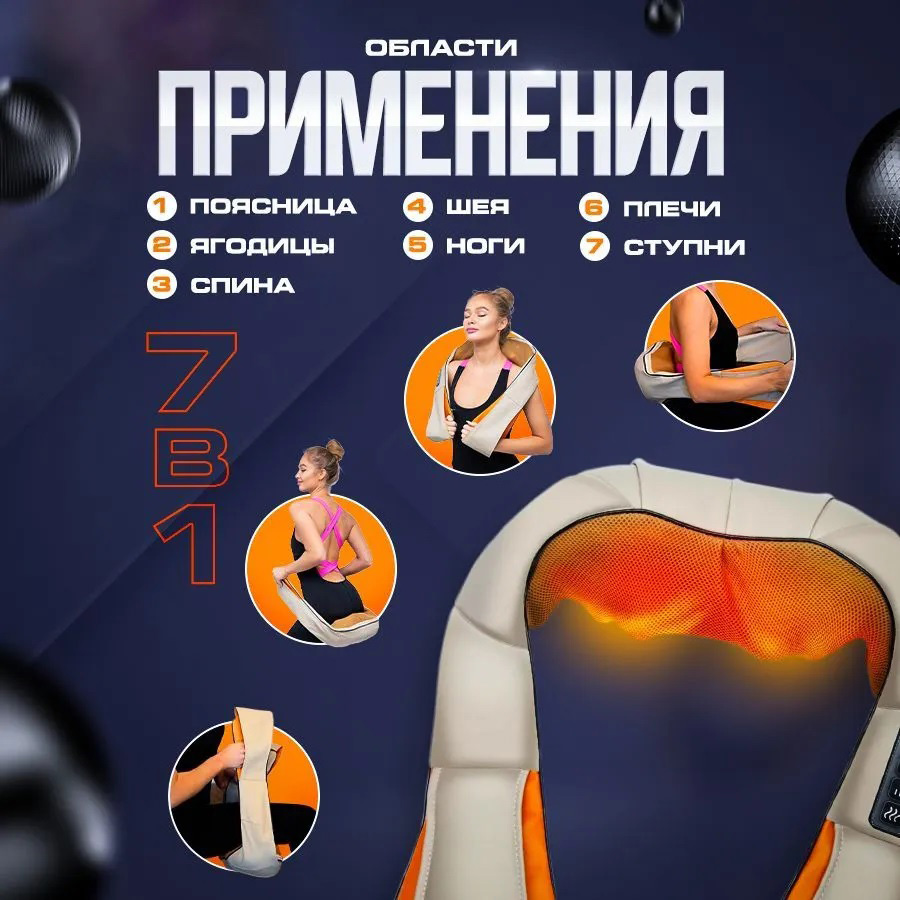 Електричний роликовий масажер з інфрачервоним випромінюванням для шиї Massager of Neck Kneading - Зображення 33