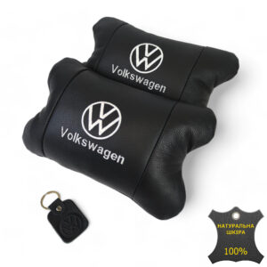 Набір подушок 2 шт Volkswagen для авто з натуральною шкірою на підголовник у машину