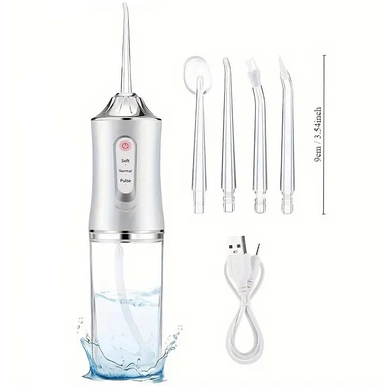 Іригатор для чищення зубів Oral Irrigator з акумулятором та змінними насадками White