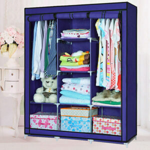 Шафа тканинна 3 секції STORAGE WARDROBE 175×130×45 см каркасна Blue