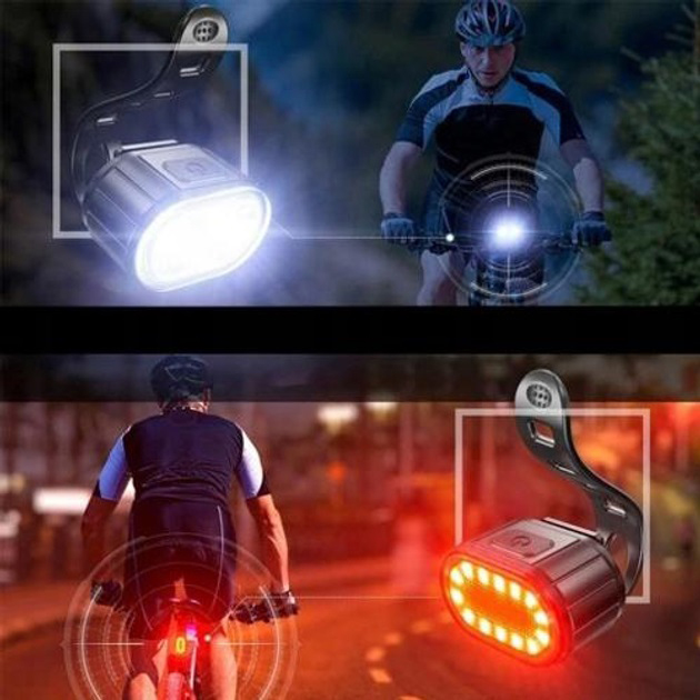 Велоліхтар акумуляторний передній та задній ZH-078-2LED з стоп-сигналом STOP-14SMD - Зображення 4