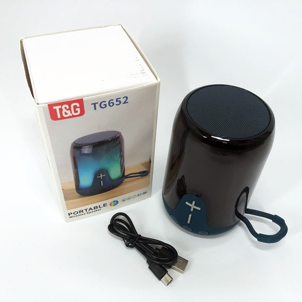 Акумуляторна колонка TG652 5 Вт синя з RGB підсвічуванням та ремінцем Bluetooth - Зображення 4