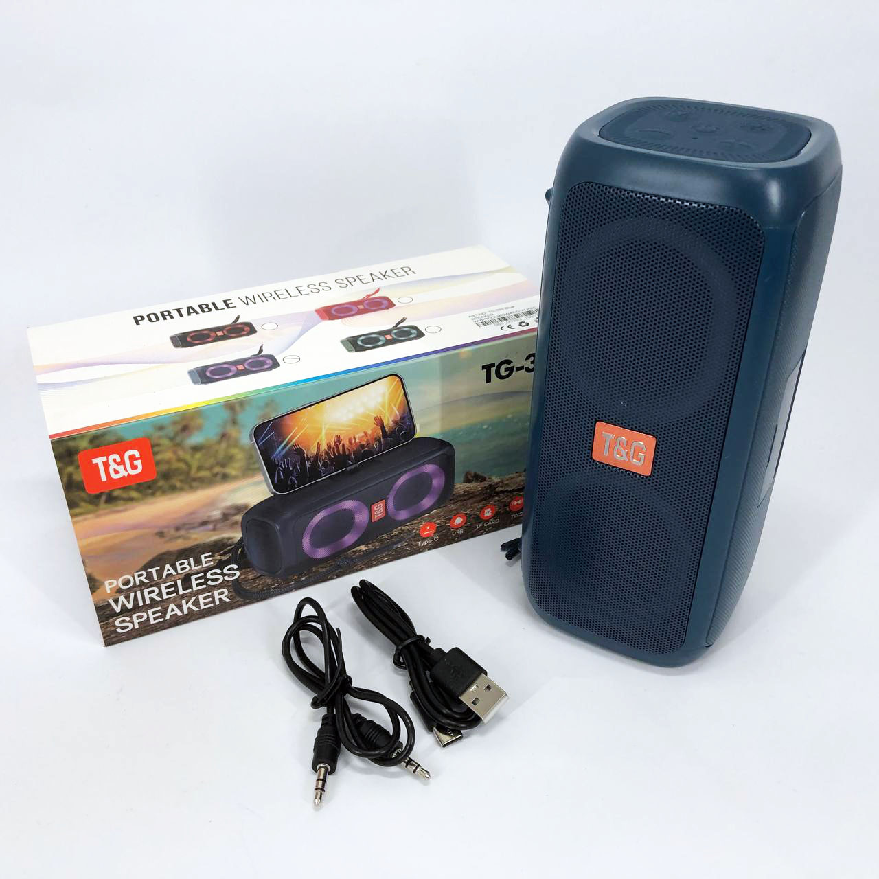 Портативна колонка TG333 2×5 Вт синє RGB-підсвічування - Зображення 5