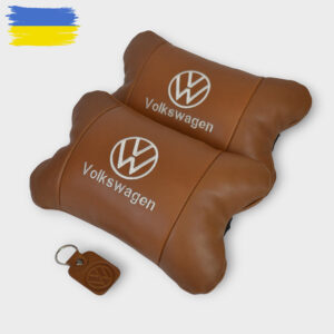 Набір подушок 2 шт для автомобіля Volkswagen з натуральною коричневою шкірою
