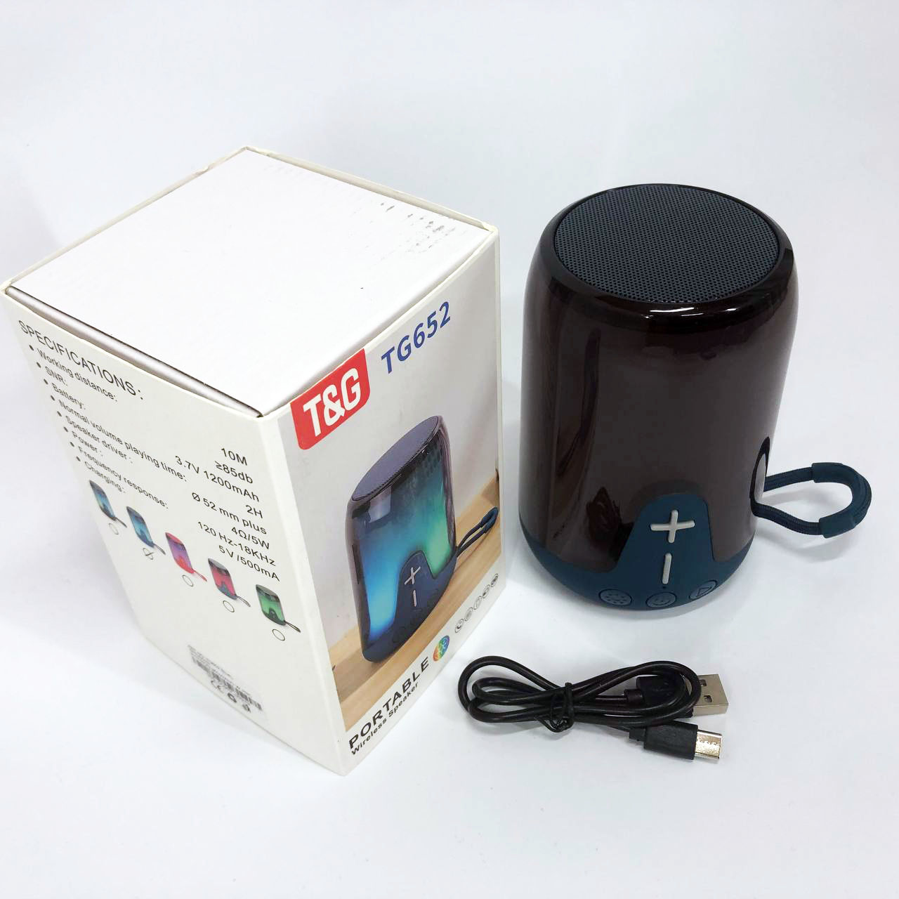 Акумуляторна колонка TG652 5 Вт синя з RGB підсвічуванням та ремінцем Bluetooth - Зображення 3