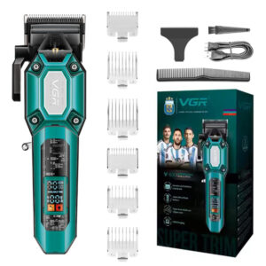 Акумуляторна машинка для стрижки VGR V-600 зеленого кольору