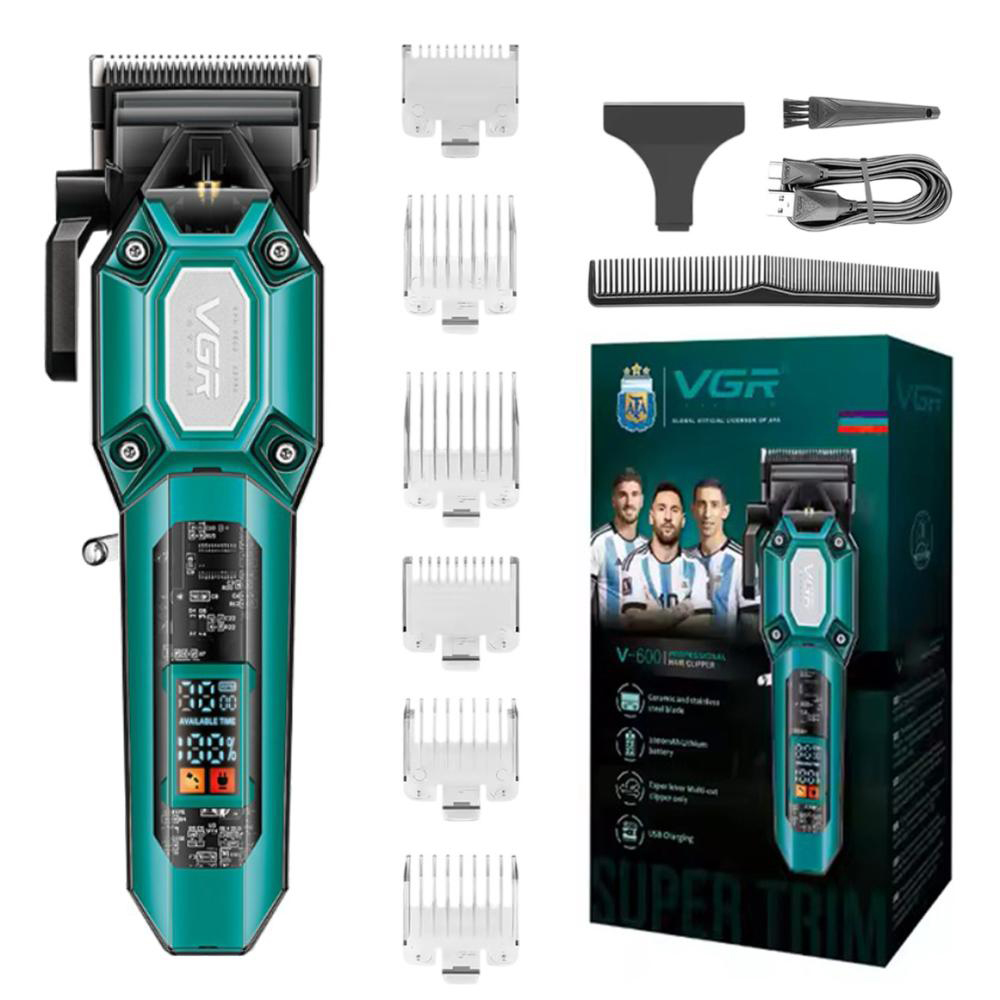Акумуляторна машинка для стрижки VGR V-600 зеленого кольору