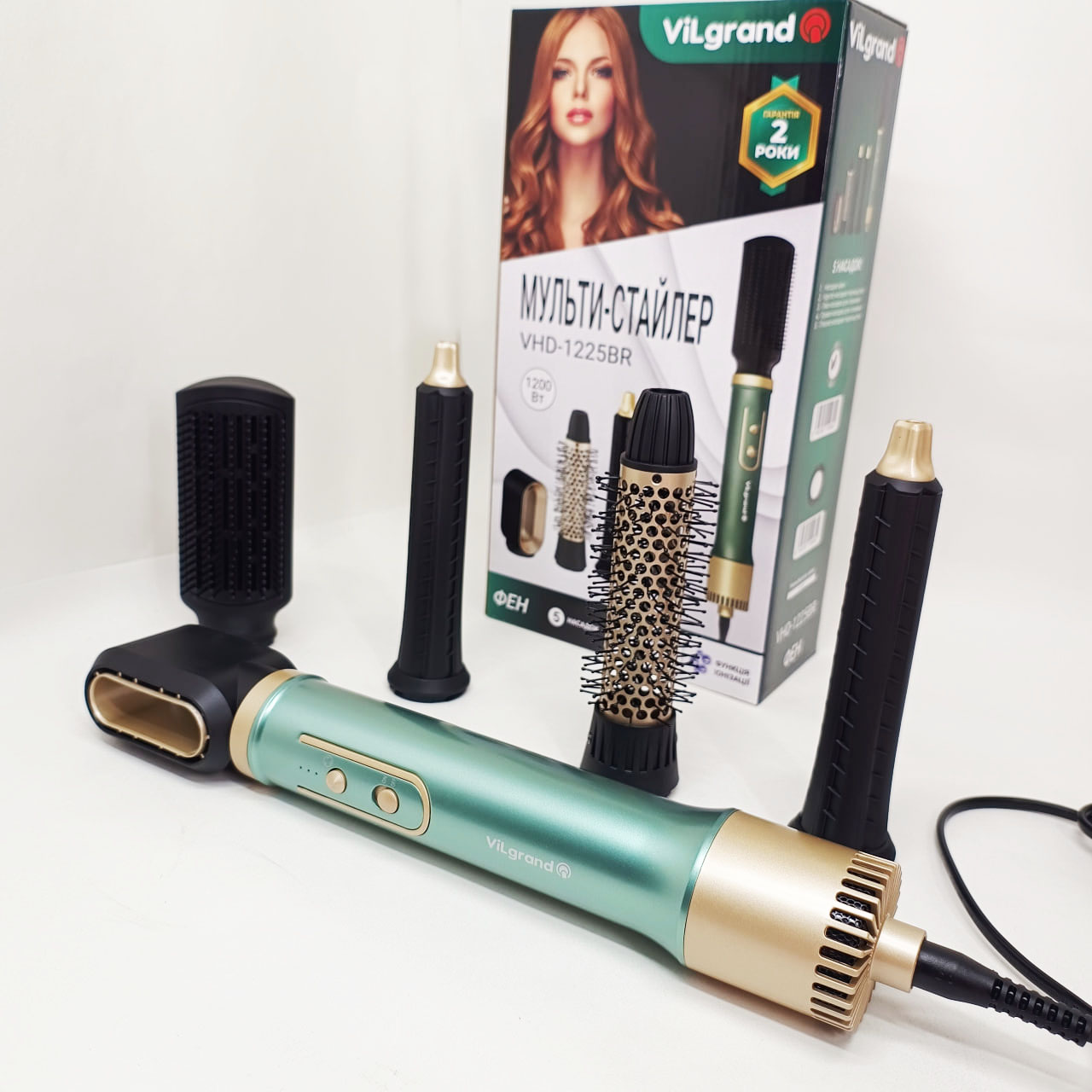 Фен-щітка мультистайлер ViLgrand VHD-1225BR 1200 Вт green - Зображення 3