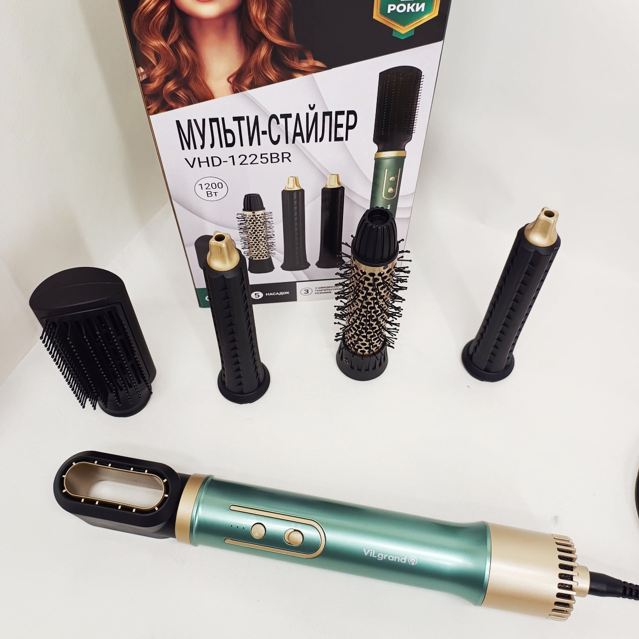 Фен-щітка мультистайлер ViLgrand VHD-1225BR 1200 Вт green - Зображення 4