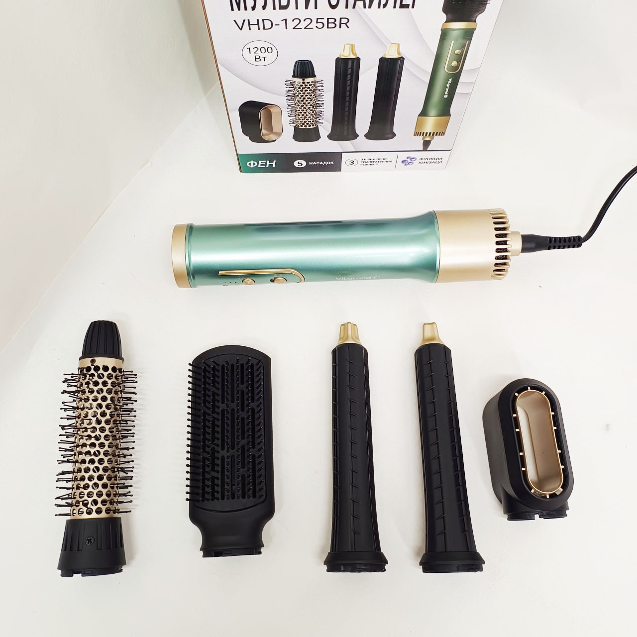 Фен-щітка мультистайлер ViLgrand VHD-1225BR 1200 Вт green - Зображення 5